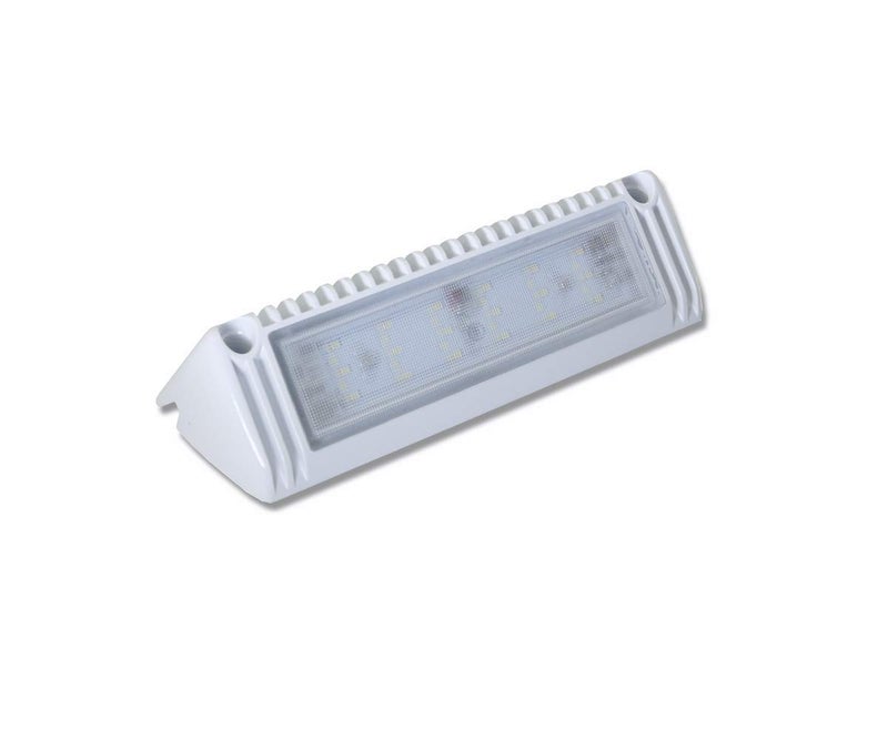 Raycharm 9" RV & Boat Exterior LED Scene Lighting Fixture, 40Â° Down Angle Flood Beam, 6000K Cool-White, 12V/24V DC, High Lumen Output Low Current Draw, Waterproof White Finish, 1-Pack - Image 1